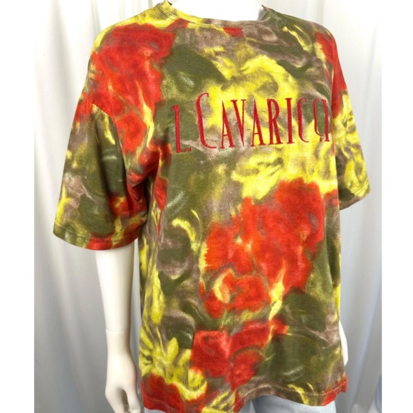 Vintage 90’s Z. Cavaricci Tie Dye Abstract in Red Yellow + Green - M/L - Cotton - Picture 5 of 7